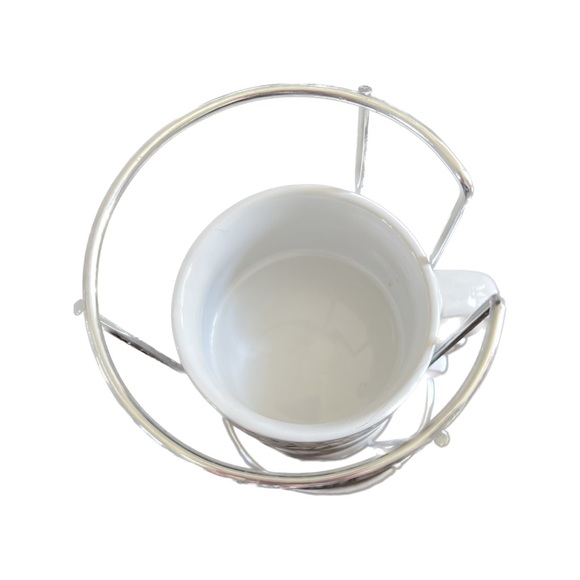 SET OF THREE WHITE COFFEE MUGS WITH DISPLAY STAND - Picture 3 of 6